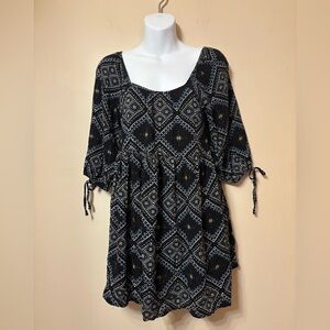 Princess Vera Wang Black Blue Scoop Neck Pullover Shift Dress Short Sleeve sz M